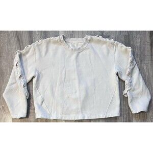 Lululemon Braided Sleeve Pullover Size 12 White Opal Sweatshirt Crop Crewneck